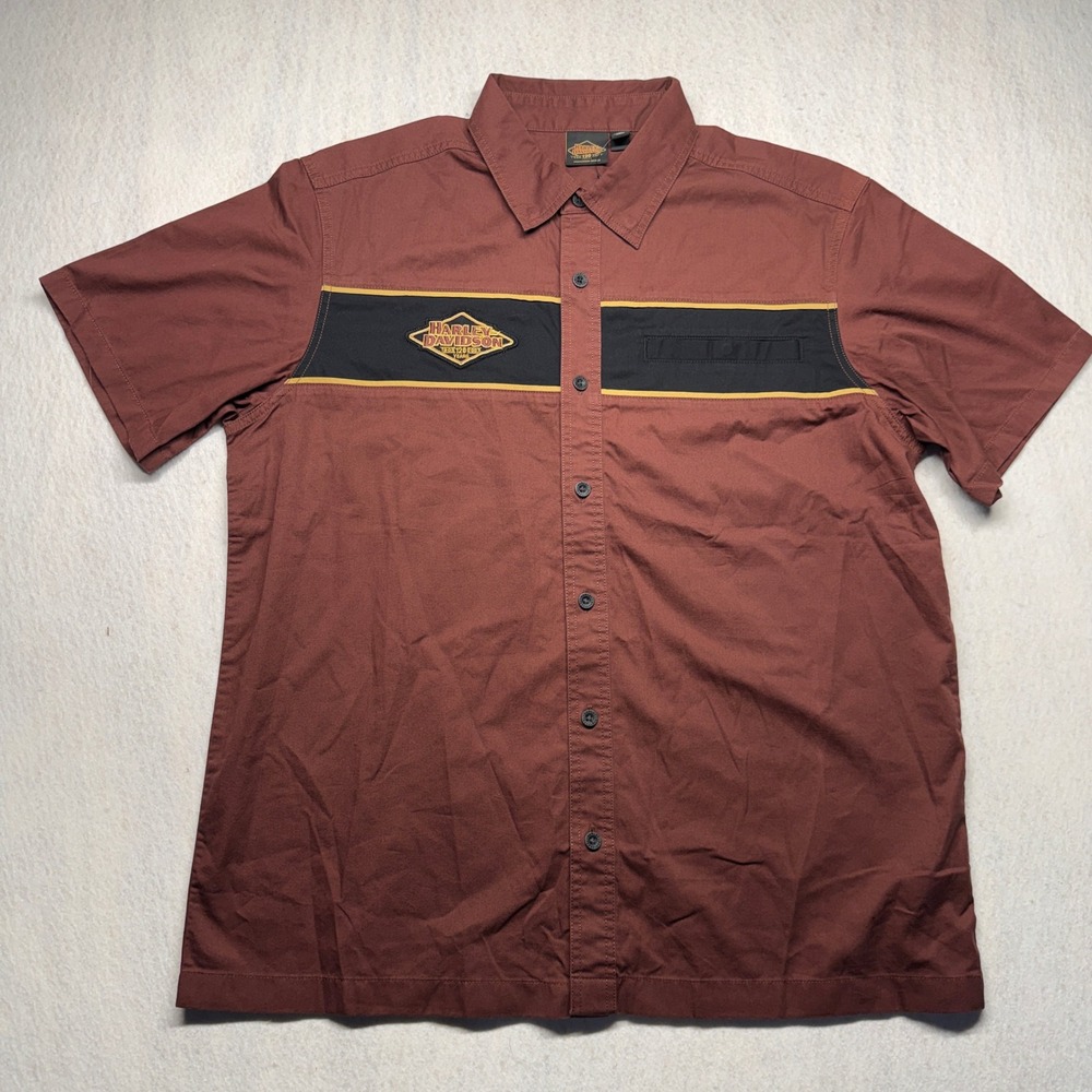 Harley-Davidson 120th Anniversary Mens Shirt Mahogany Brown Cotton Button Up L - Picture 6 of 6
